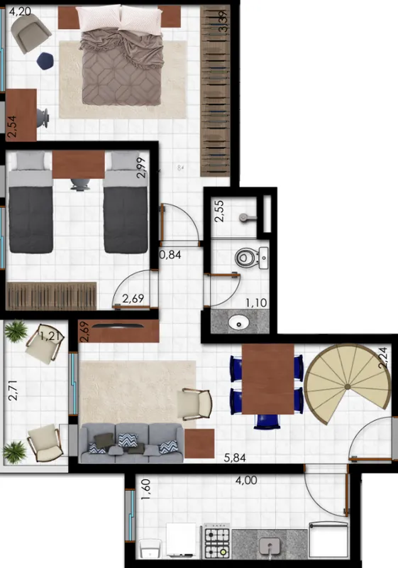 Planta Cobertura Duplex do Residencial Nair APA · piso inferior