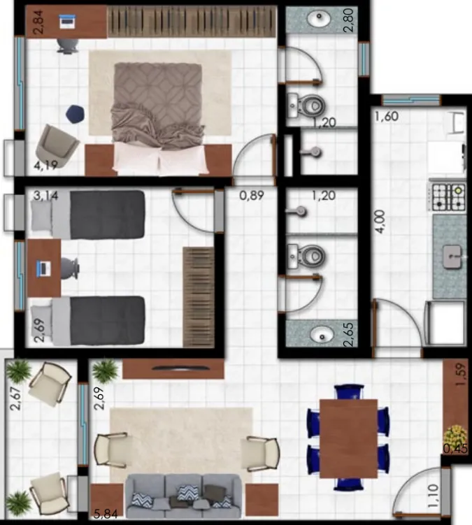 Planta Varanda do Residencial Nair APA