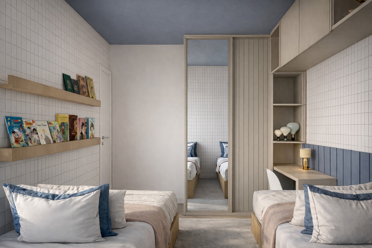 Quarto duplo com bancada do Residencial Nair APA