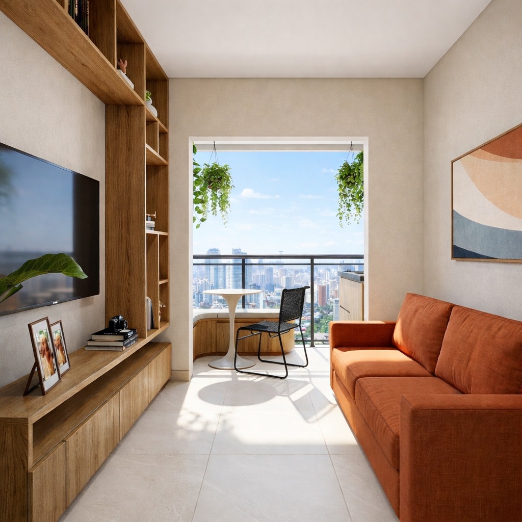 Estar com varanda do Residencial Nair APA