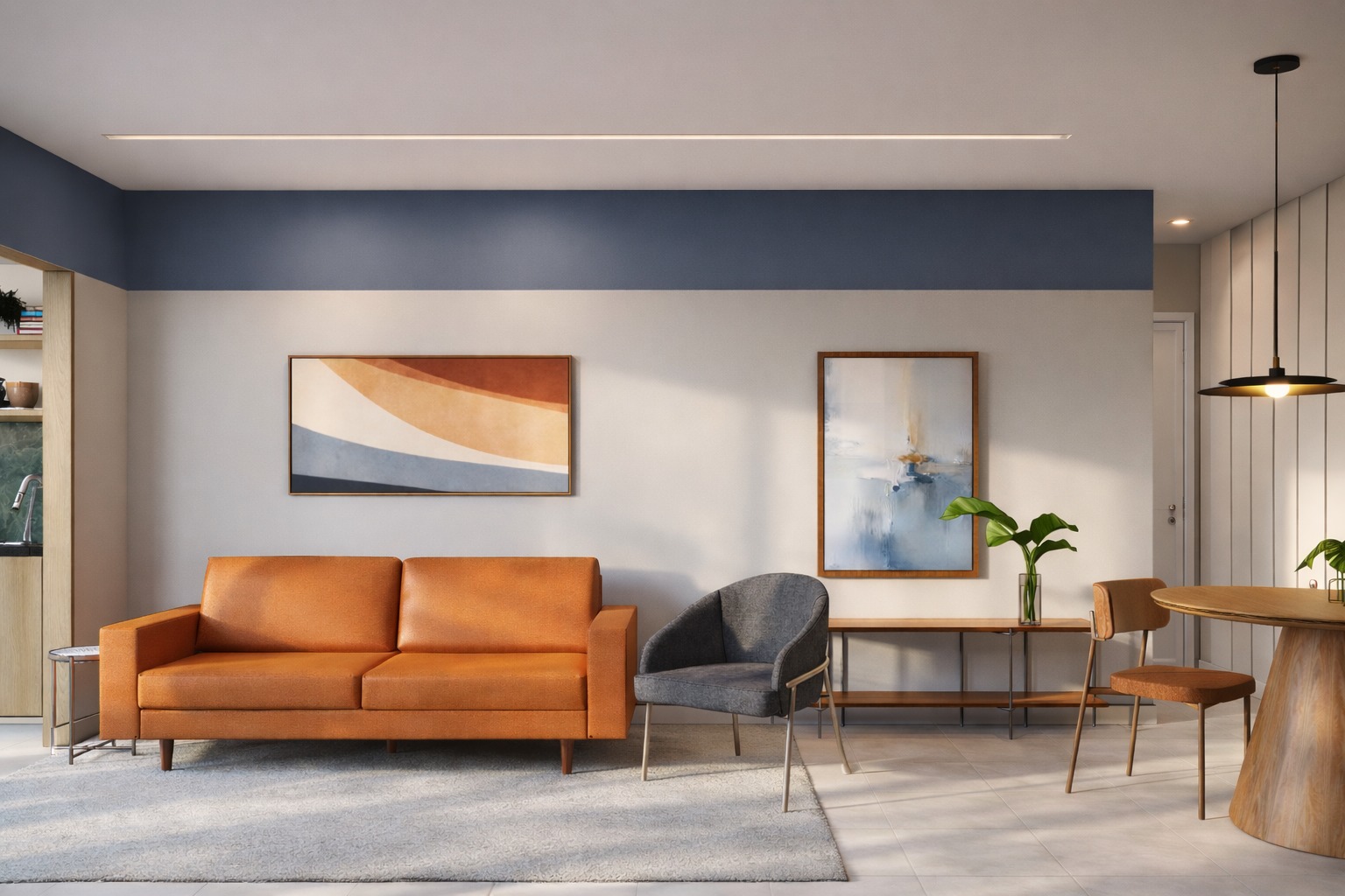 Sala de estar integrada do Residencial Nair APA