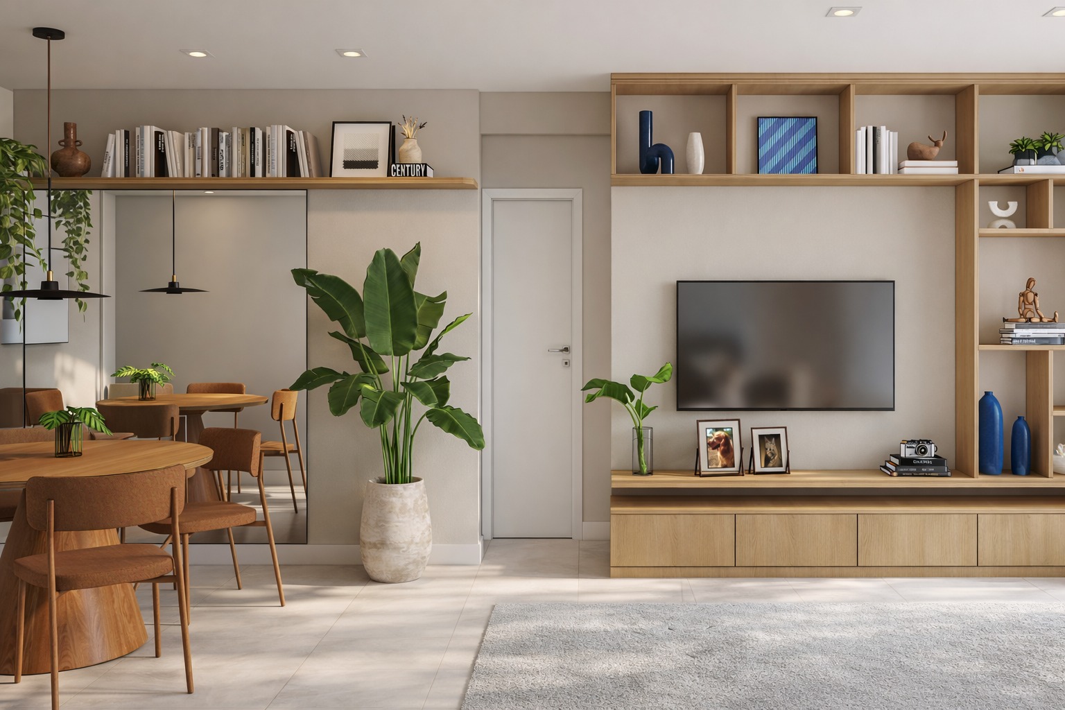 Living com painel de TV do Residencial Nair APA